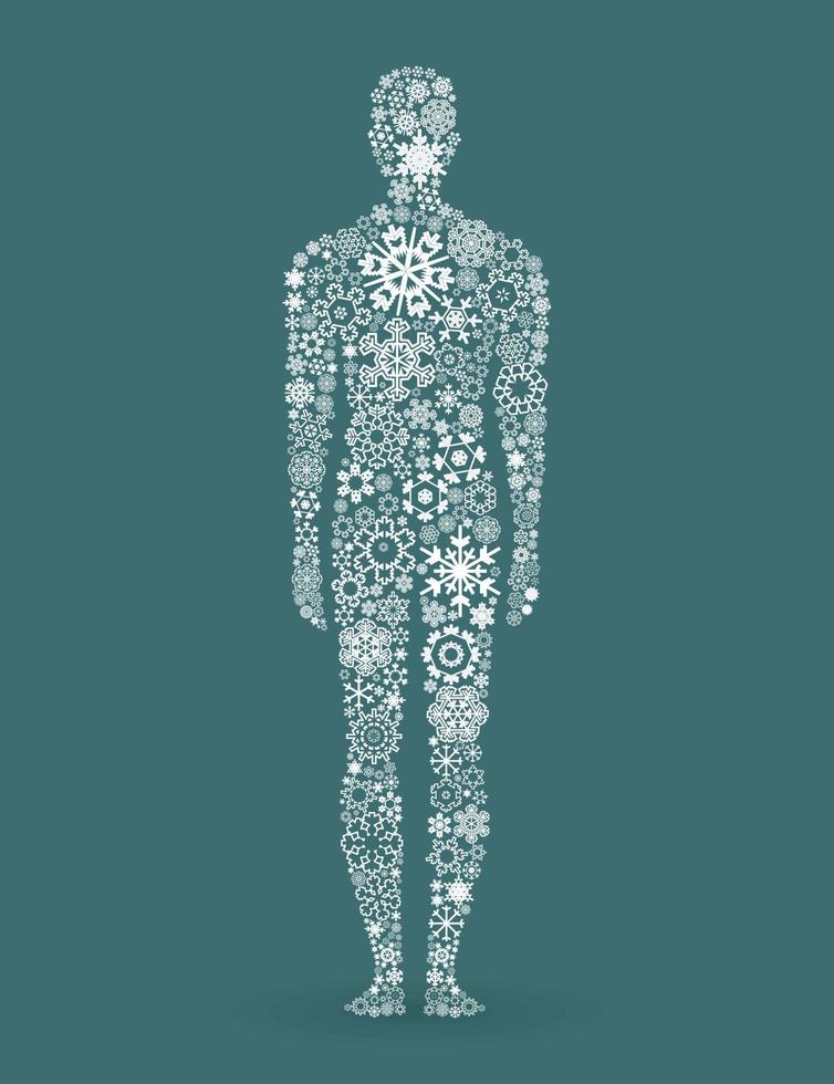 The person made of snowflakes. A vector illustration