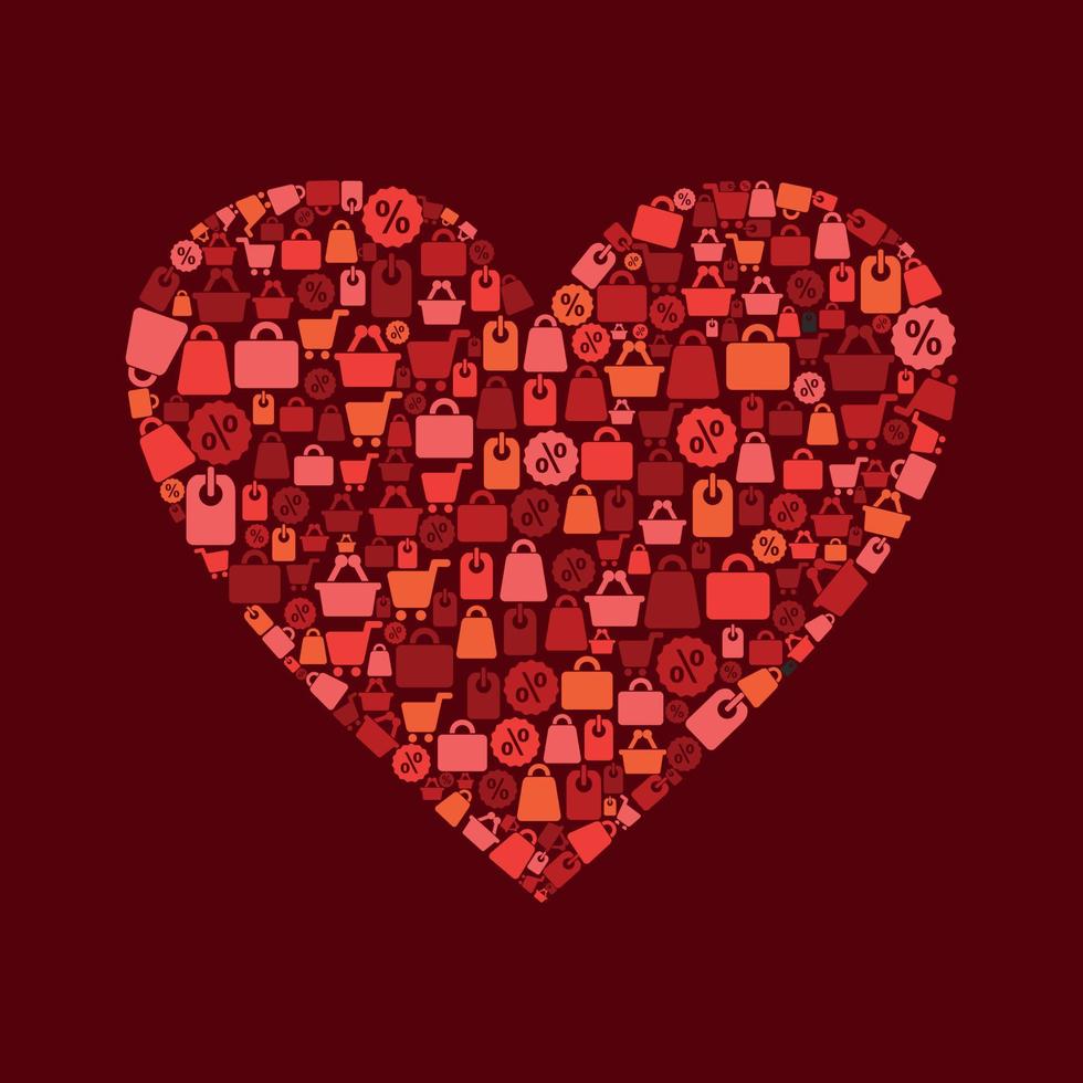 Red heart on a theme sale. A vector illustration