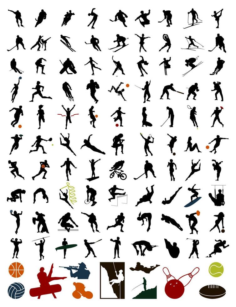 Silhouettes of sportsmen of black colour. A vector illustration