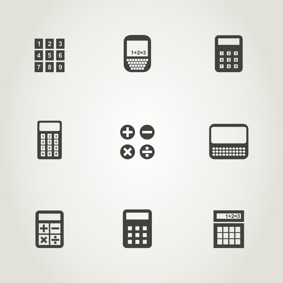 Set of icons the calculator. A vector illustration