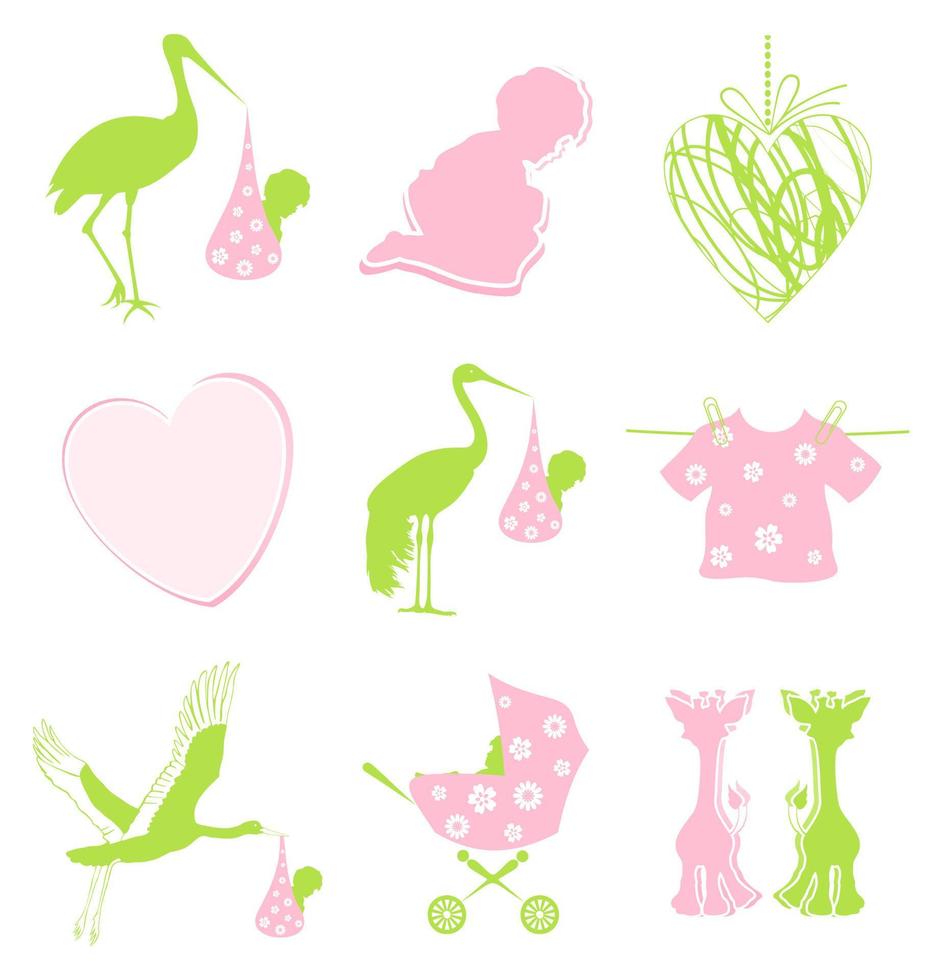 Collection of icons on a family theme. A vector illustration
