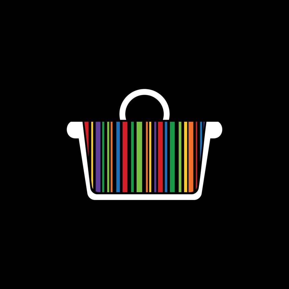 Basket for purchases on a grey background. A vector illustration