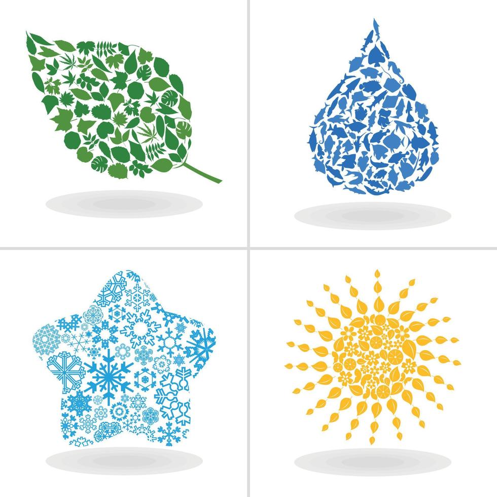 Set of icons on a theme a season of year. A vector illustration