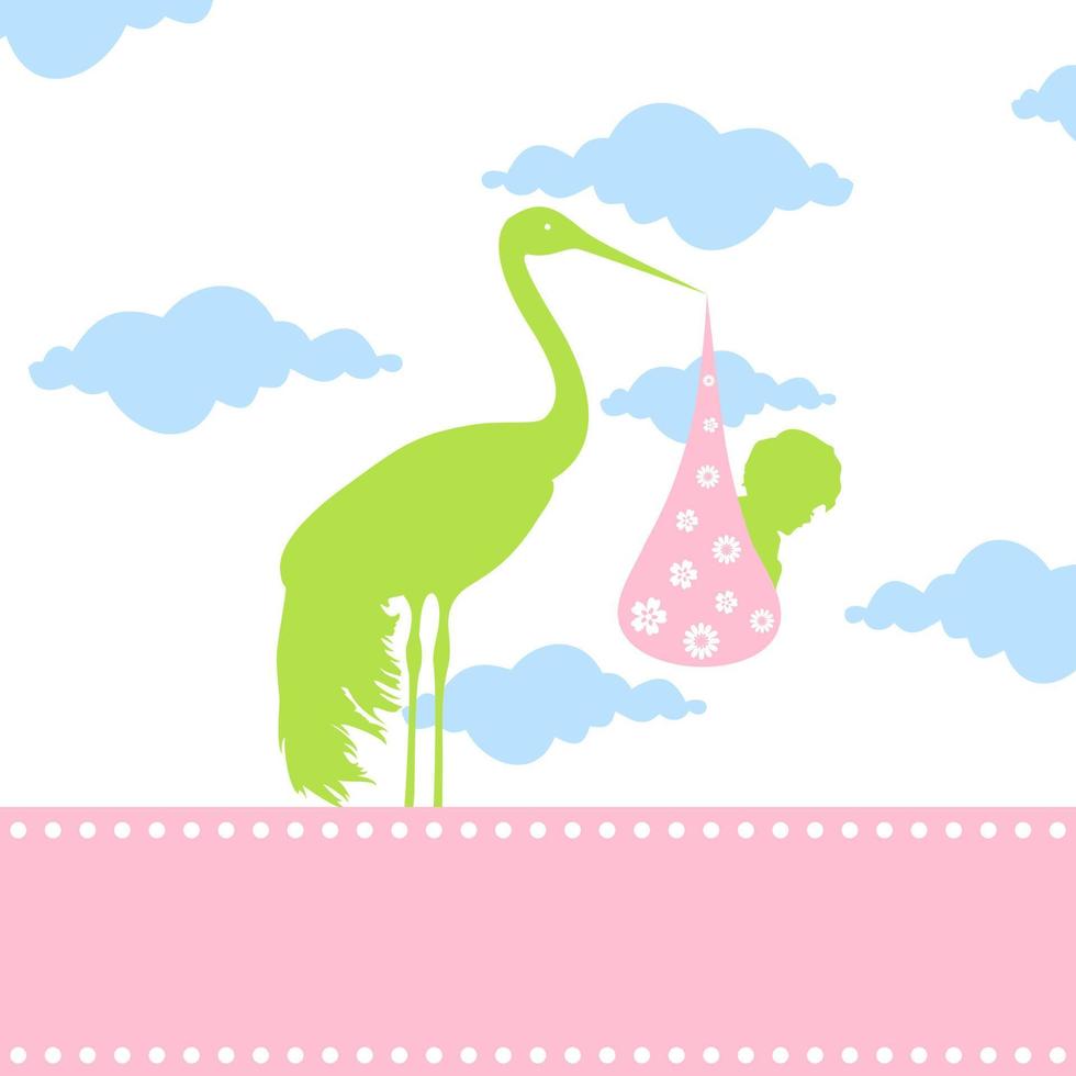 The stork bears in a beak of the kid. A vector illustration