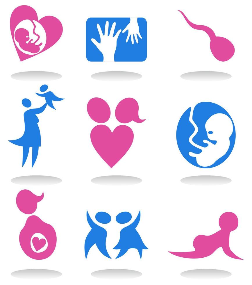 Collection of icons on a family theme. A vector illustration