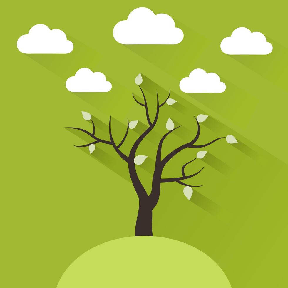 The spring tree in flat design style. Vector illustration