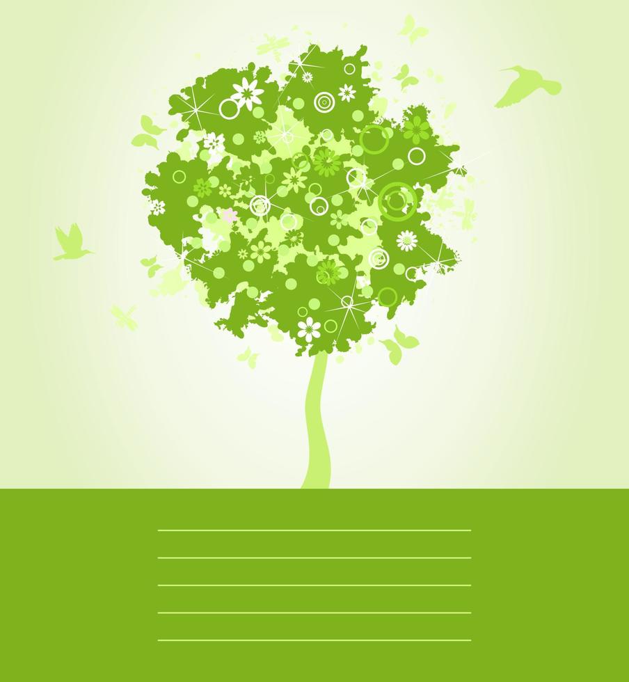 Green tree in park in the spring. A vector illustration
