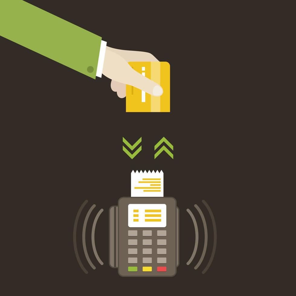 Payment card through the terminal. Vector illustration