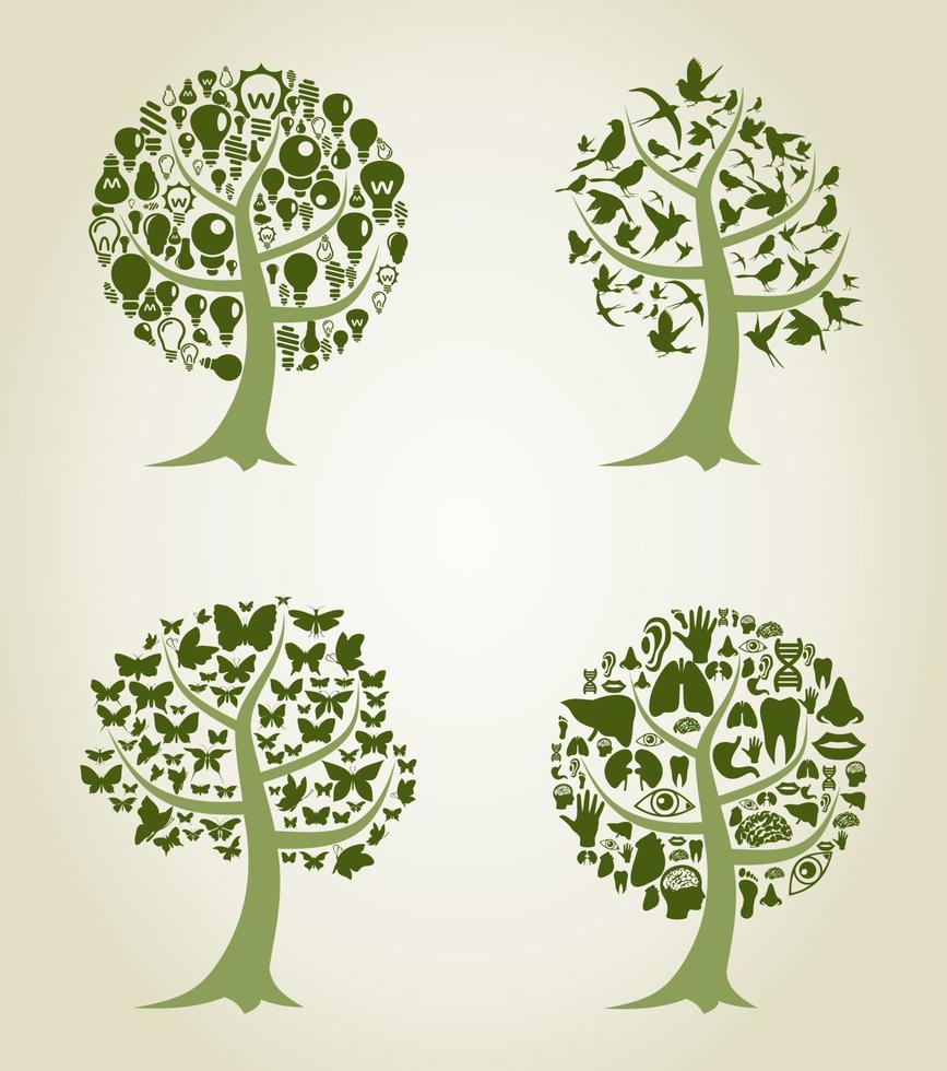 un conjunto de arboles vector ilustración