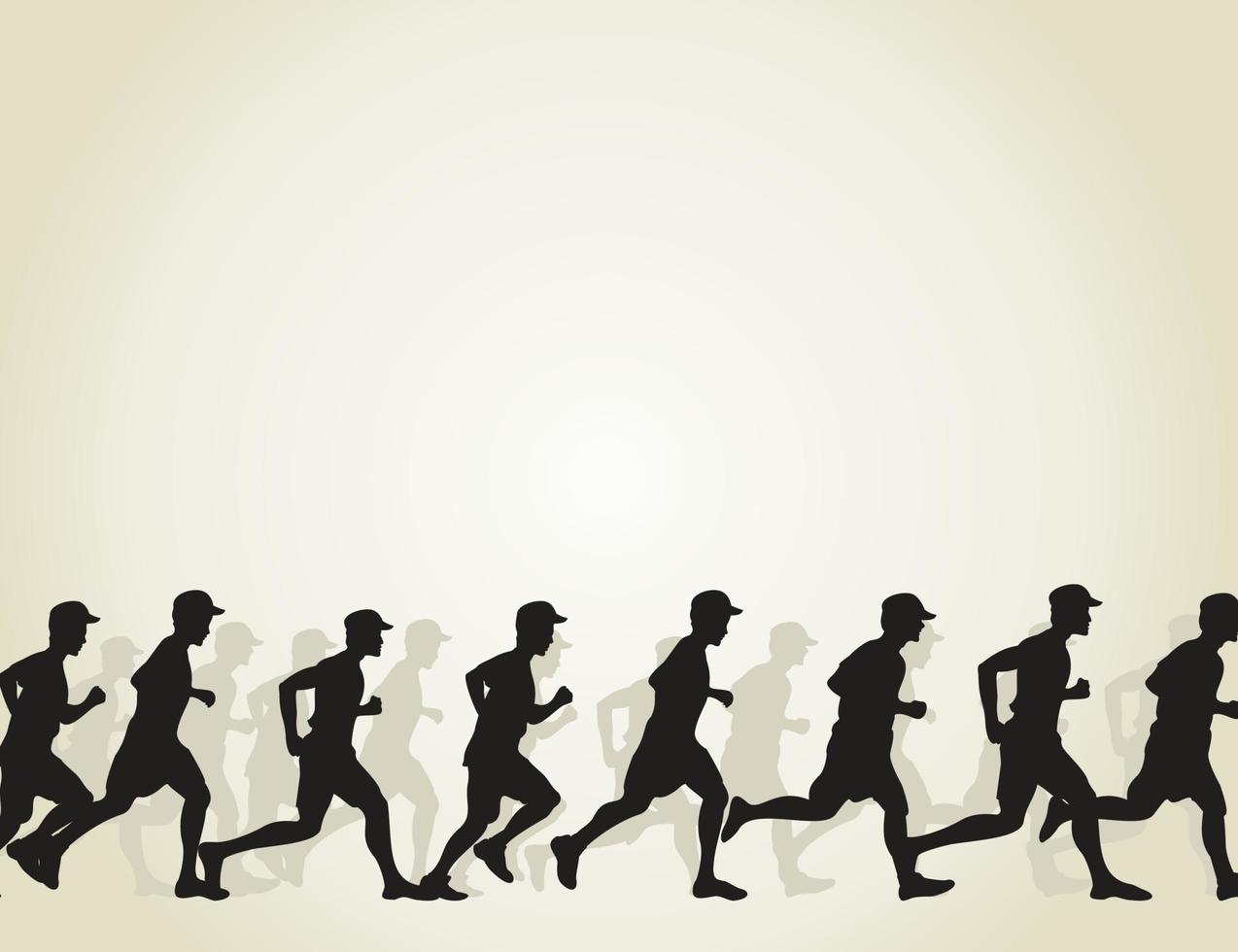 Run of group of men on the nature. A vector illustration