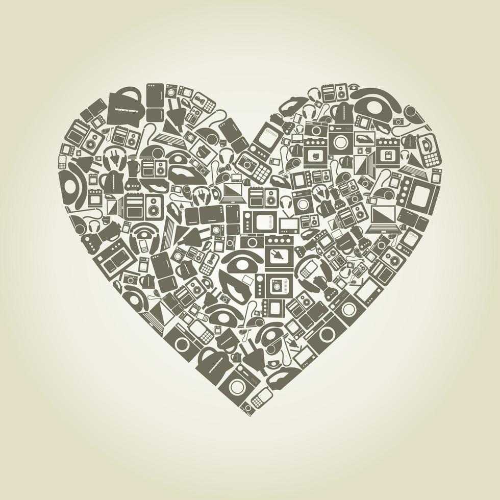 Heart made of electronics. A vector illustration