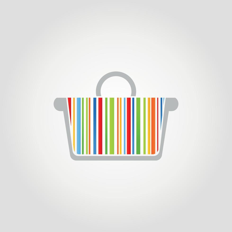 Basket for purchases on a grey background. A vector illustration