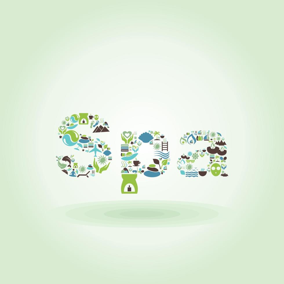 Inscription spa on a green background. A vector illustration