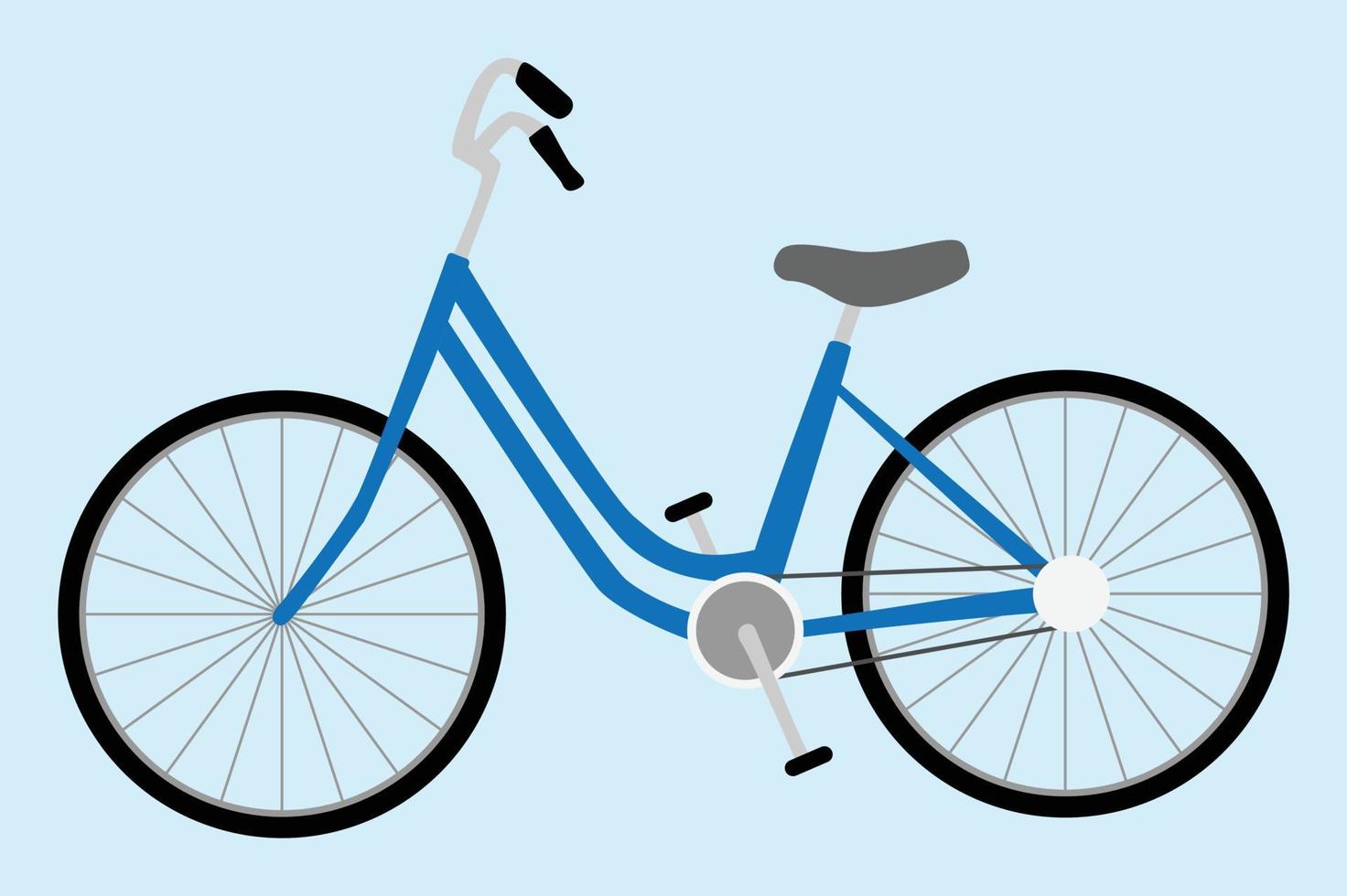 un bicicleta, azul bicicleta con ligero azul fondo, bicicleta ilustración vector, dos negro ruedas vehículo, minimalismo estilo dibujo, adecuado para señales y pancartas vector