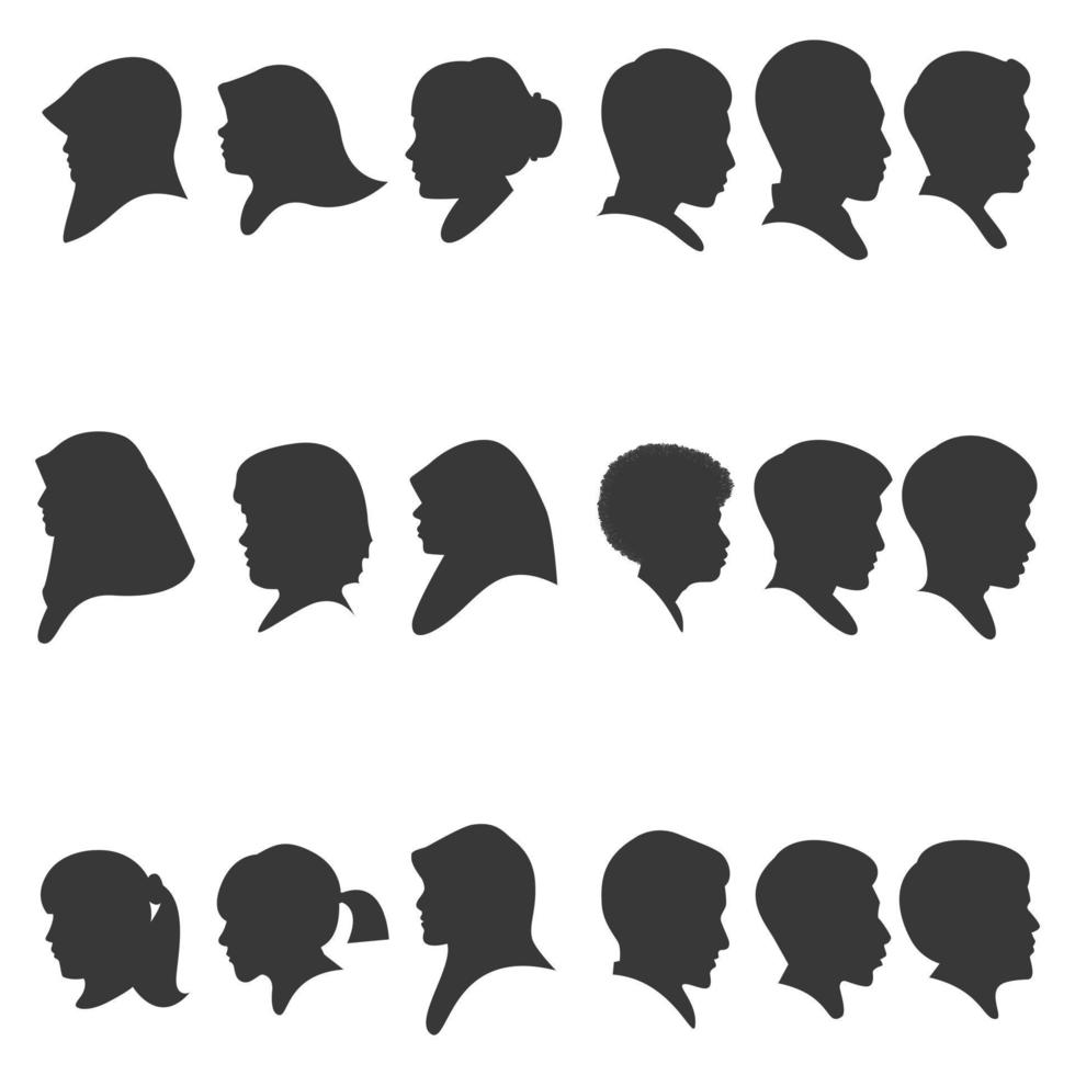 Man and Woman Head Silhouette vector