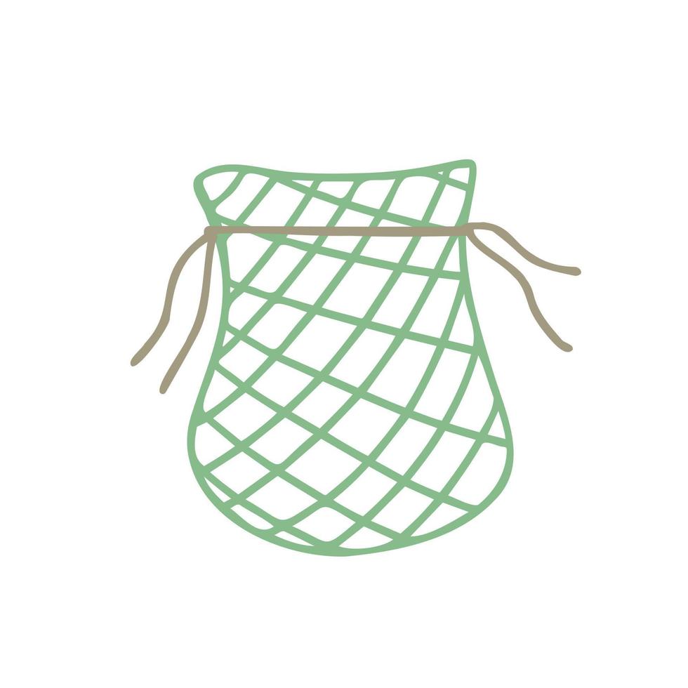 Mesh pouch. eco bag. Illustration for printing, backgrounds, covers and packaging. Image can be used for greeting cards, posters, stickers and textile. Isolated on white background. vector