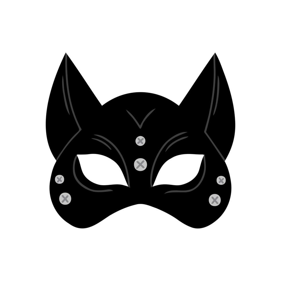 Cat mask, black leather mask for women. Illustration for backgrounds, covers and packaging. Image can be used for greeting cards, posters, stickers and textile. Isolated on white background. vector