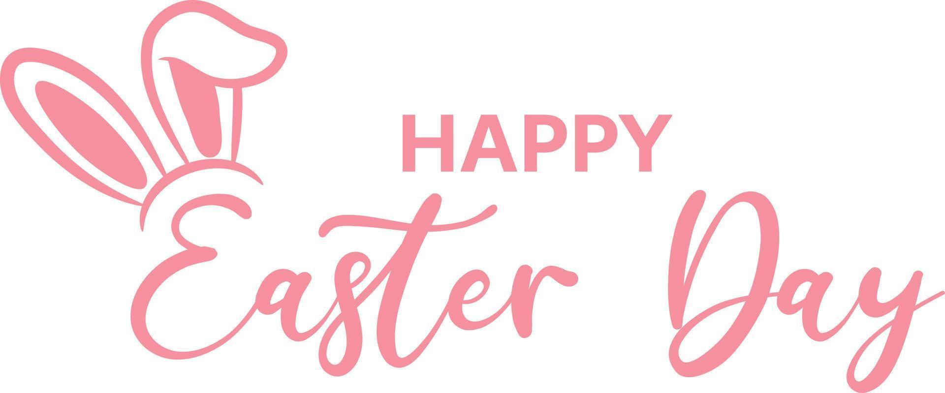 Happy easter handwriten lettering with Bunny ears, isolated on white background vector