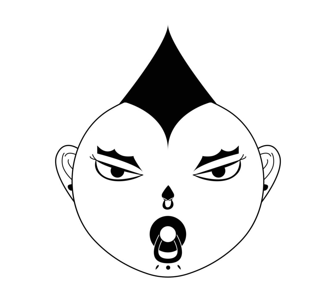 baby face punk icon. vectors, illustrations, icons, avatars and logos. vector