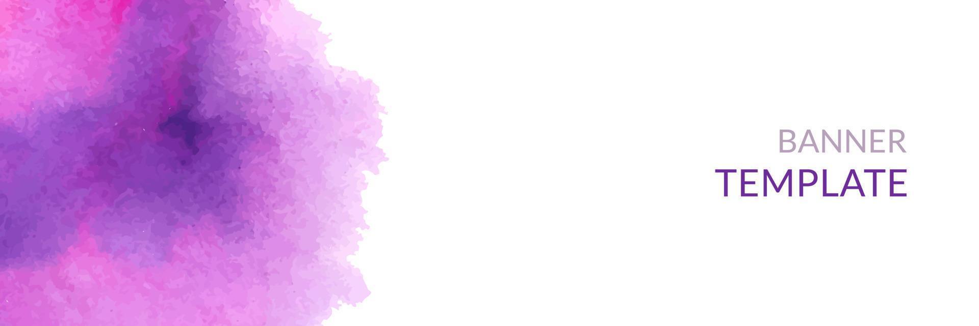 Watercolor horizontal banner. Abstract headers with purple blots. vector