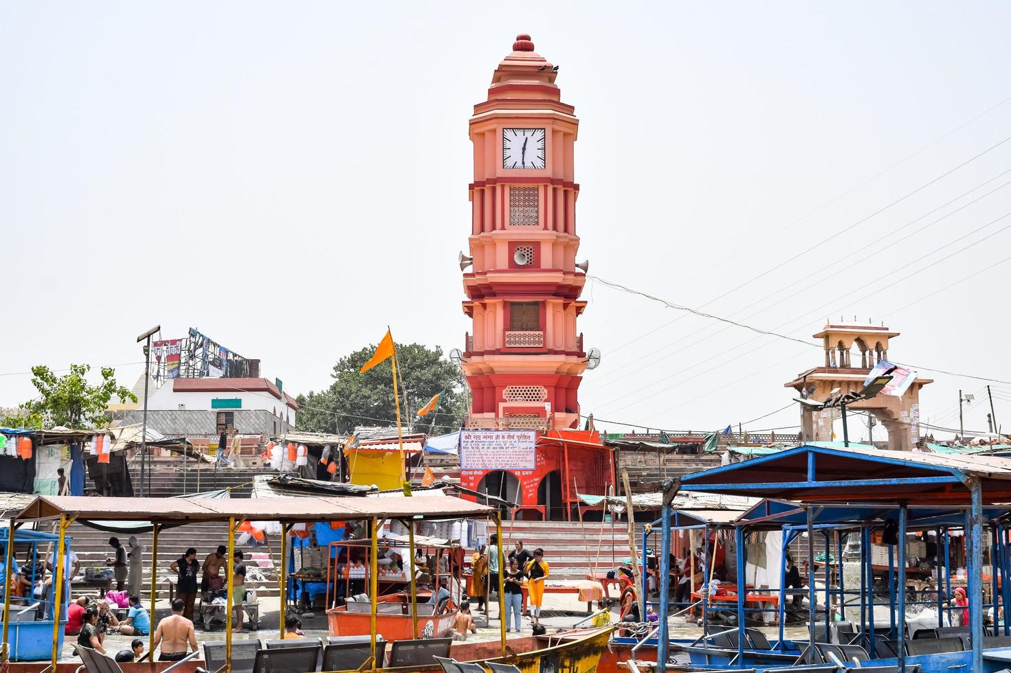 Garh Mukteshwar, UP, India - June 11 2022 - Ganga as seen in Garh Mukteshwar, River Ganga is believed to be the holiest river for Hindu, View of Garh Ganga Brij ghat a famous religious place for Hindu photo