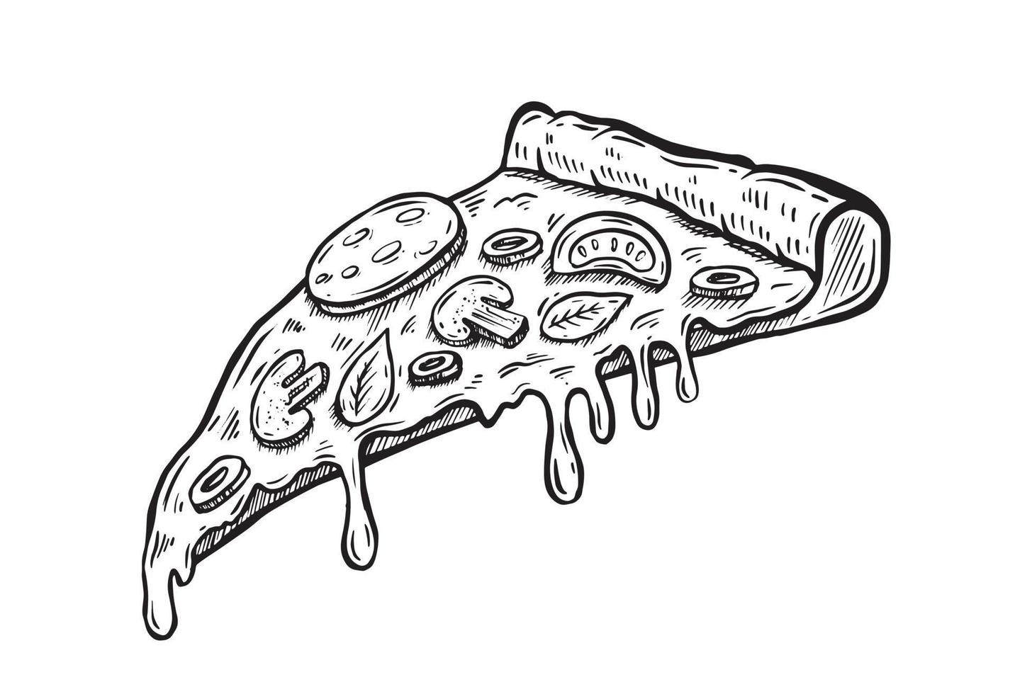Hot Pizza, hand drawn illustrations, vector. vector