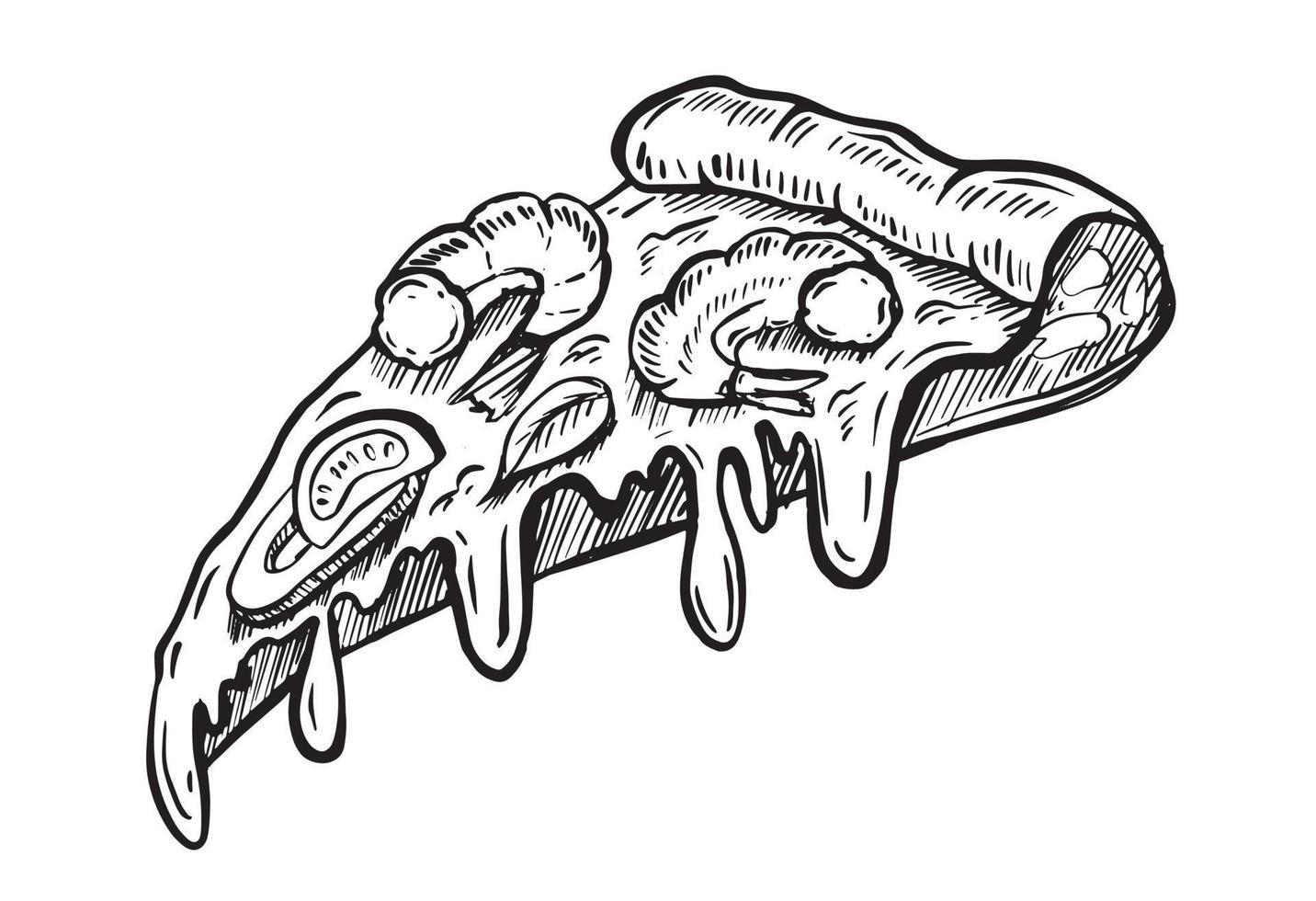 Hot Pizza, hand drawn illustrations, vector. vector