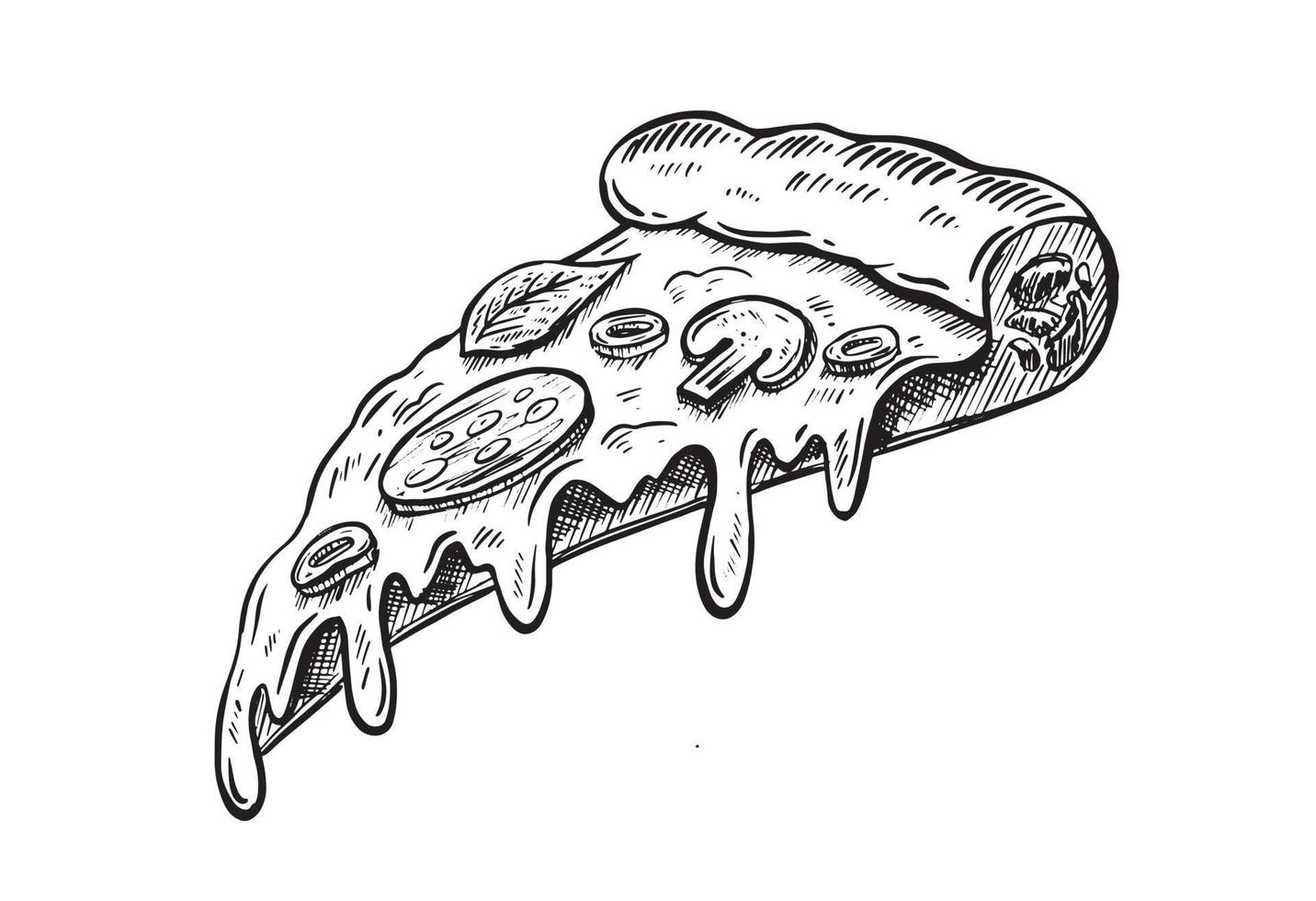 Hot Pizza, hand drawn illustrations, vector. vector