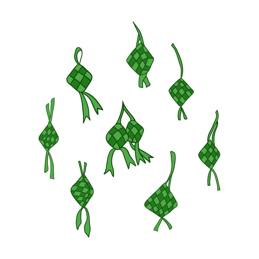 eid mubarak ketupat collection vector