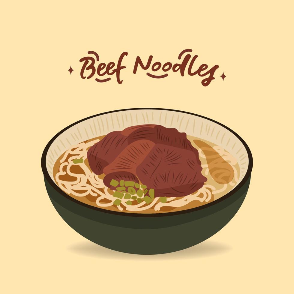 Beef noodle soup vector