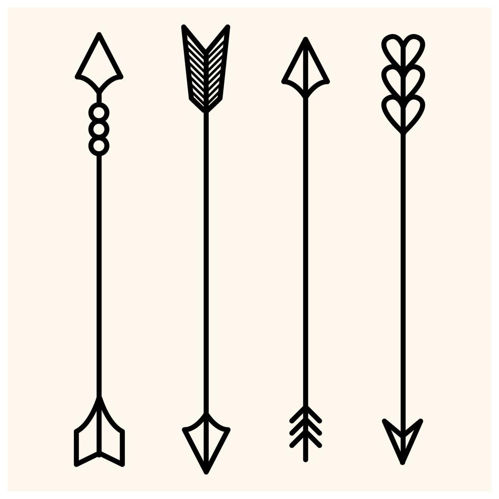 Set of black hand drawn arrows. Hipster ethnic vector elements