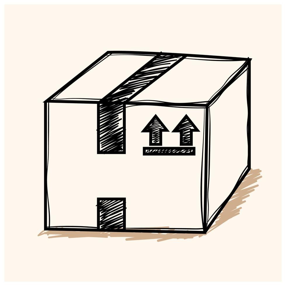 shipping box doodle vector