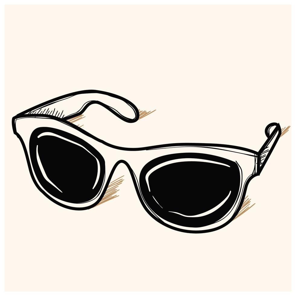 Vector illustration. Hand drawn doodle retro sunglasses horn rimmed glasses. Cartoon sketch. Decoration for greeting cards, posters, emblems, wallpapers