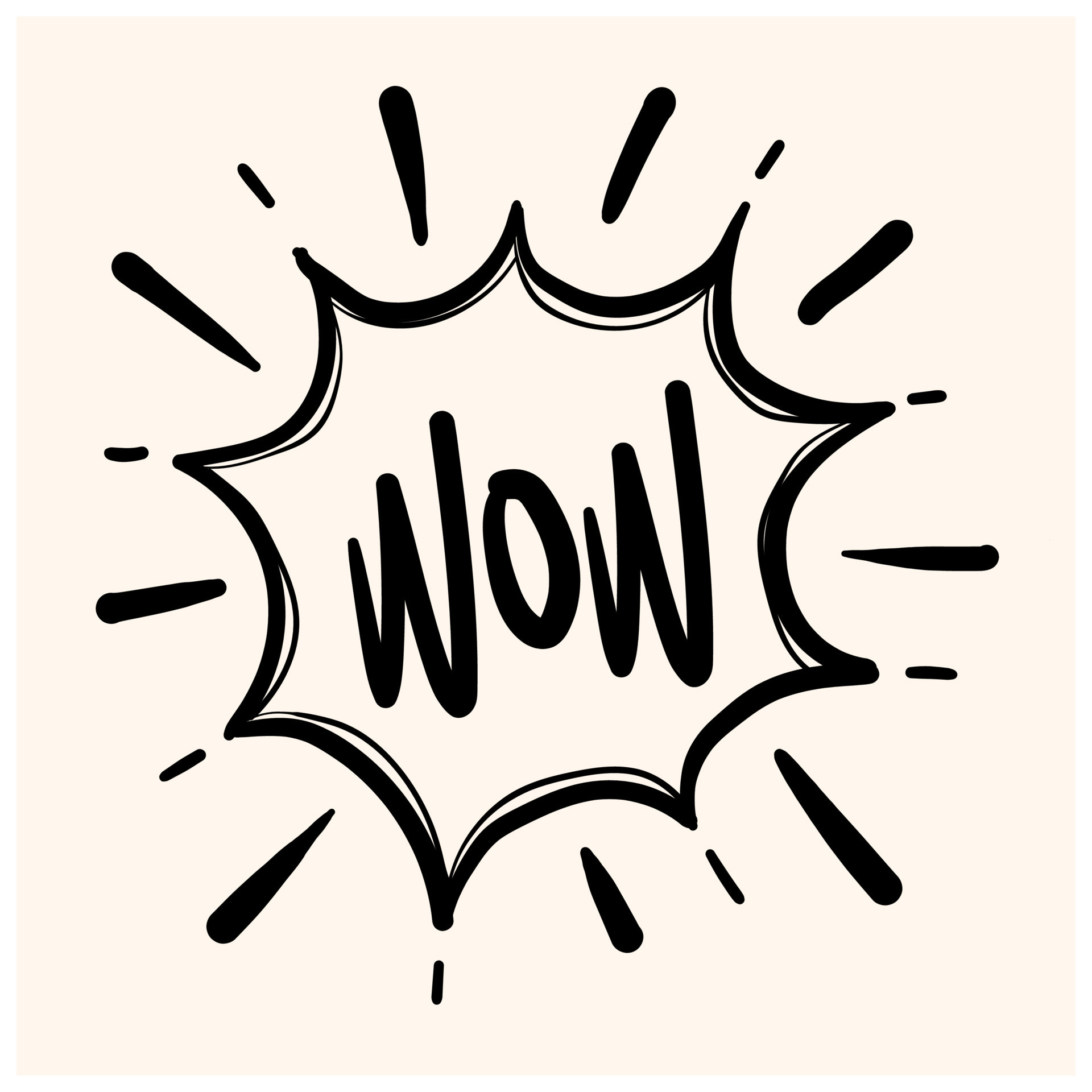 Hand drawn cloud speech bubble element with wow text. Comic doodle sketch  style. Explosion cloud icon. Isolated vector illustration. 20263869 Vector  Art at Vecteezy