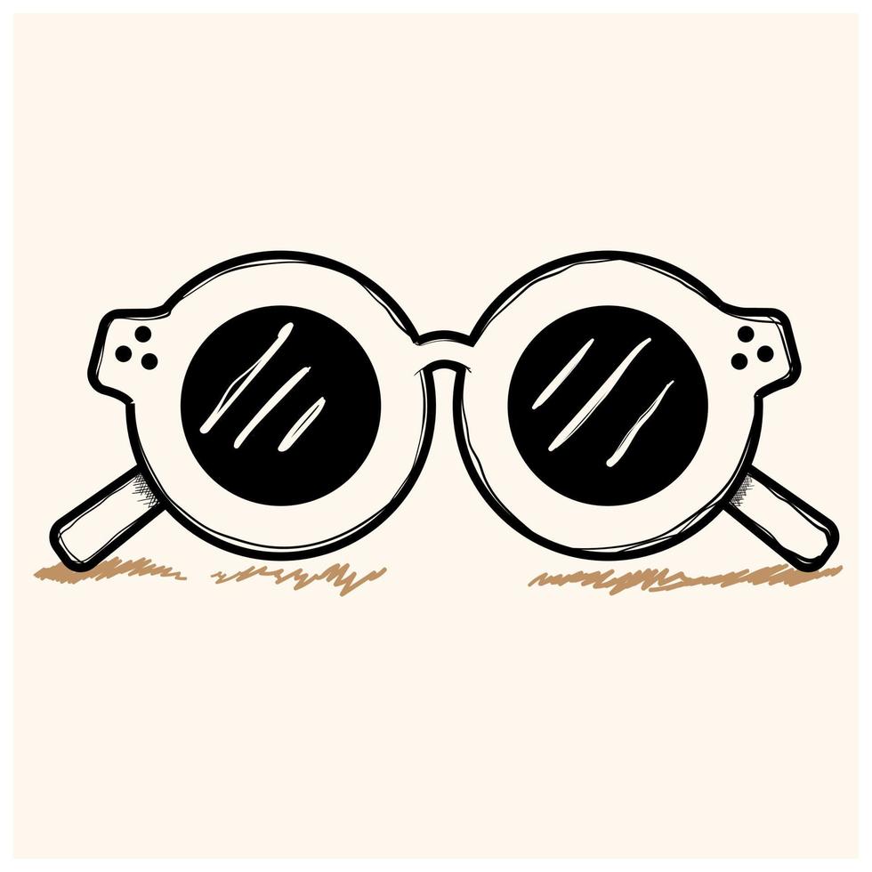 Vector illustration. Hand drawn doodle retro sunglasses horn rimmed glasses. Cartoon sketch. Decoration for greeting cards, posters, emblems, wallpapers