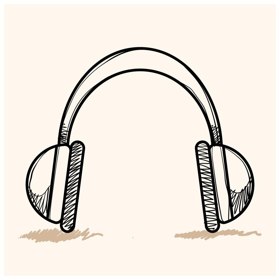 Headset Audio icon in doodle sketch lines. vector