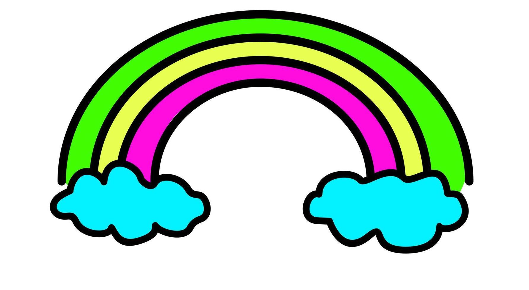 nube con arco iris icono. pegatina. vector ilustración. psicodélico retro arco iris surrealista elementos pegatina