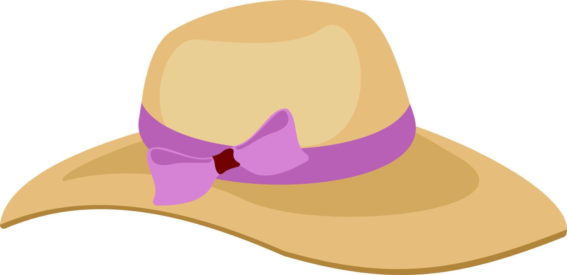 Women's summer hat. Women's beach hat icon. Vector of a straw hat with