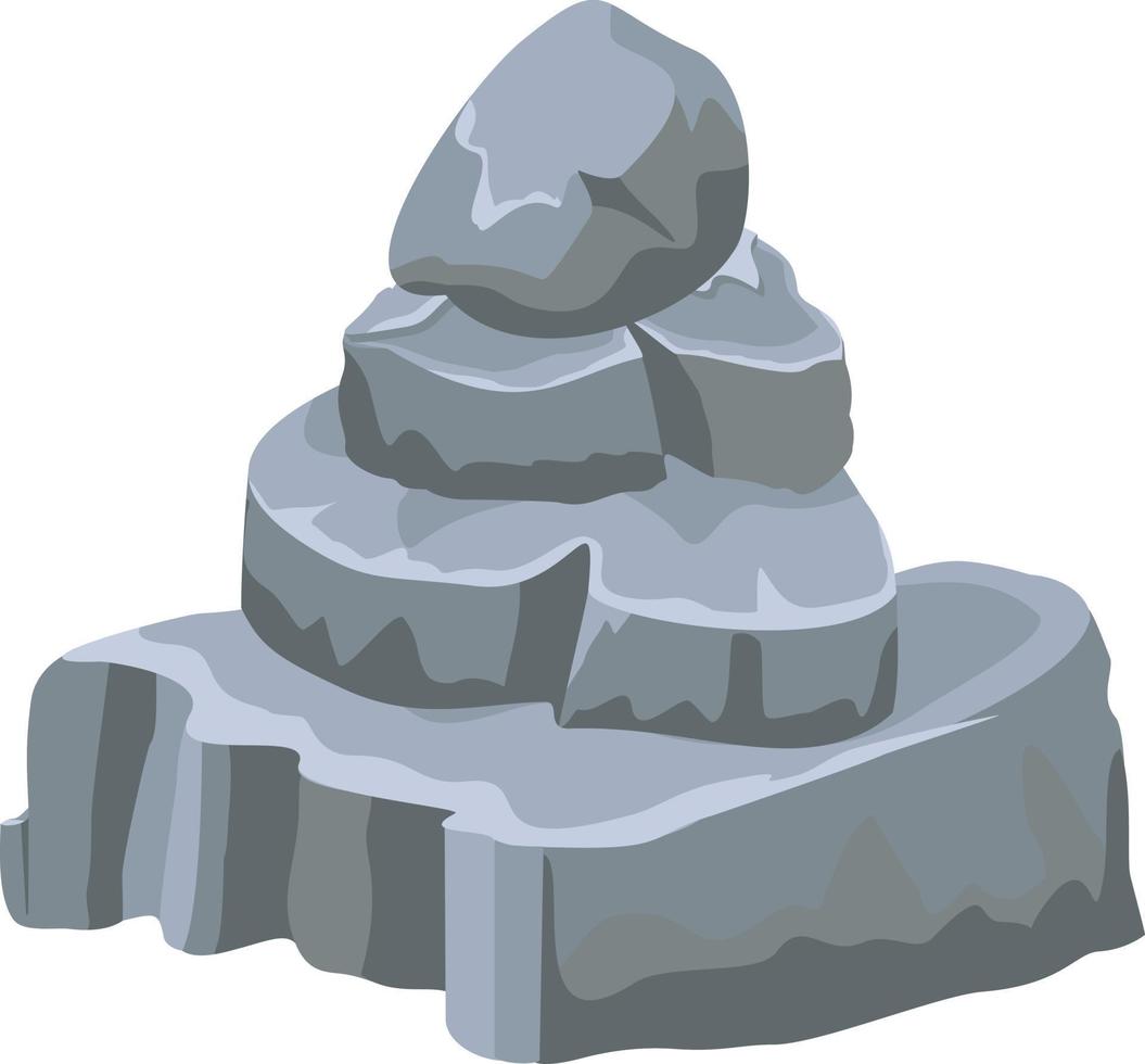 Mountain rock. Stones pile boulder gravel, rubble construction, 3d elements cartoon. Stones for wall. vector