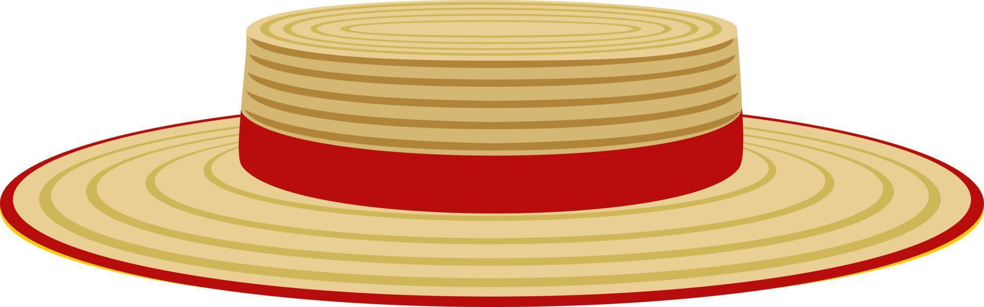 A straw hat with a wide brim. A woven headdress or a slap on the back of the head. Hats, head accessories of various types and styles vector