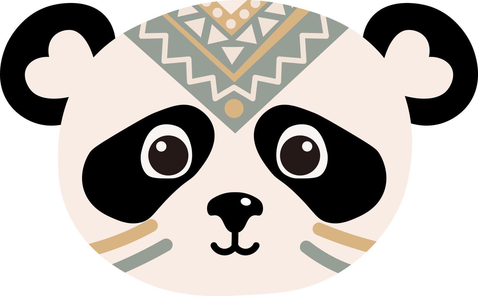 panda cara con pluma venda, póster para niños habitación, saludo tarjetas, niños y bebé ropa. aislado vector. vector