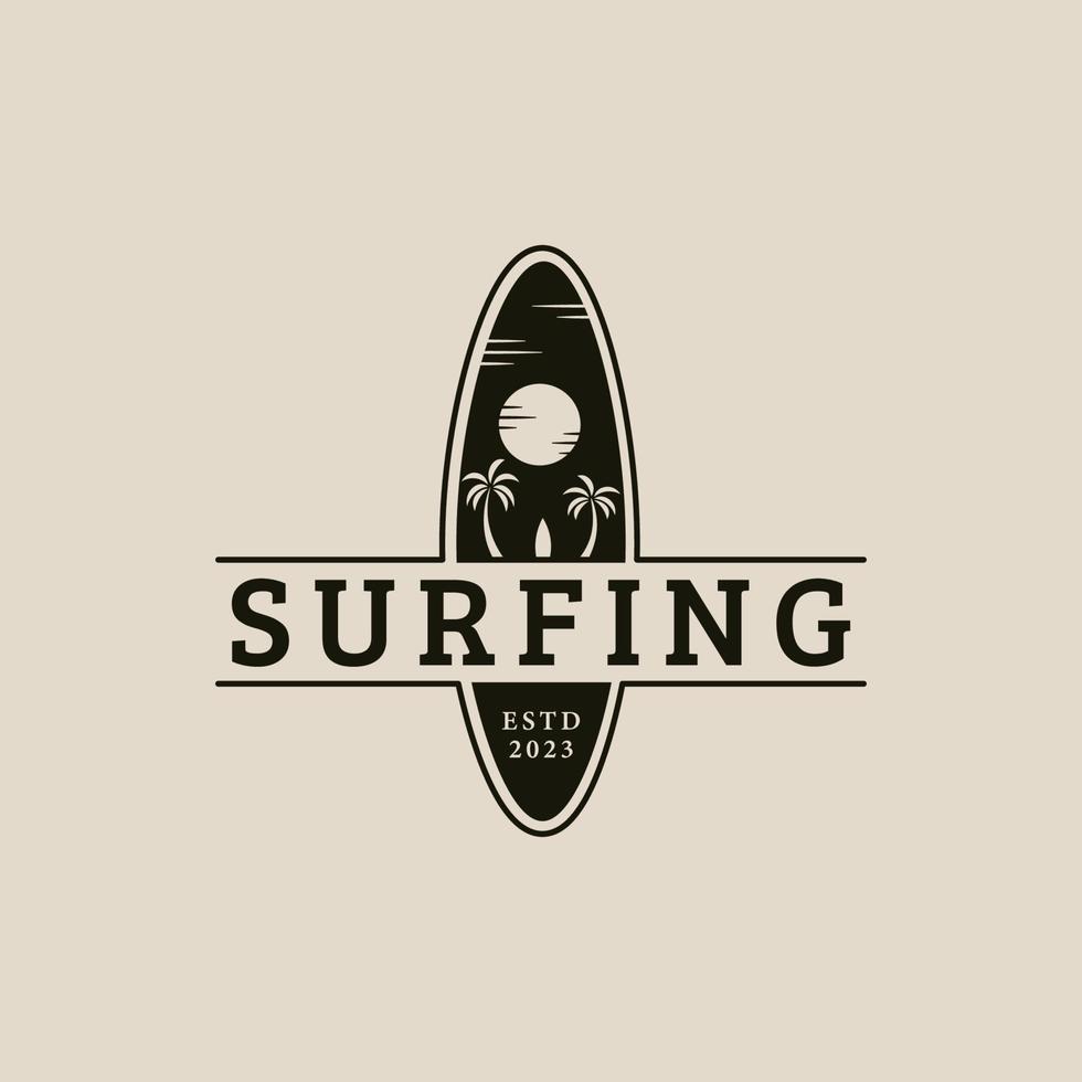 surf Clásico logo, icono y símbolo, con emblema vector ilustración diseño
