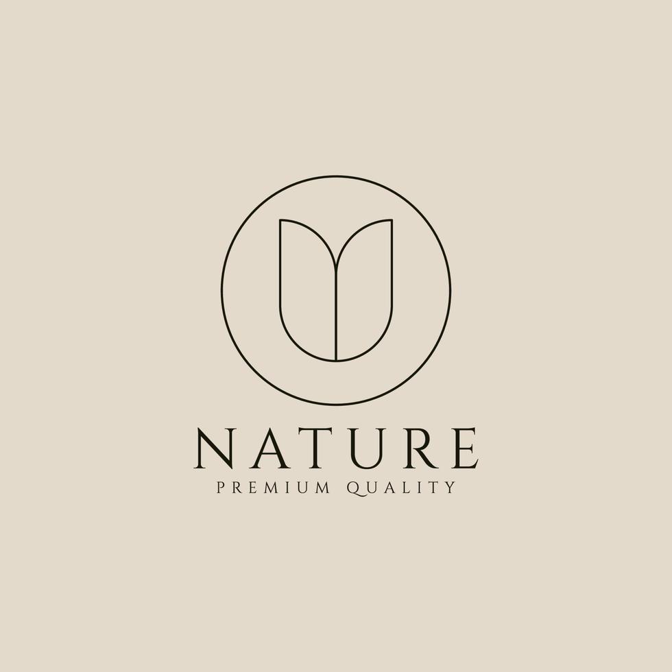 Tulip flower  line art logo, icon and symbol, with emblem vector illustration design