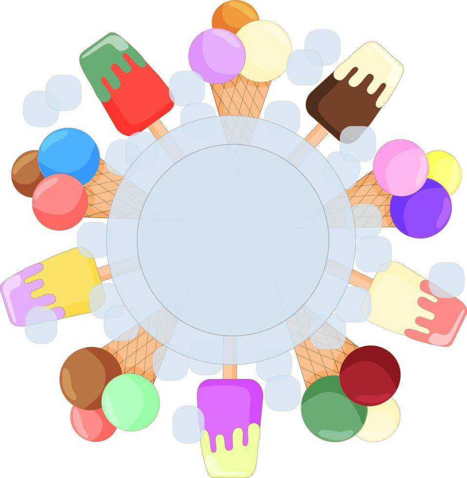 circle sticker background ice-cream vector
