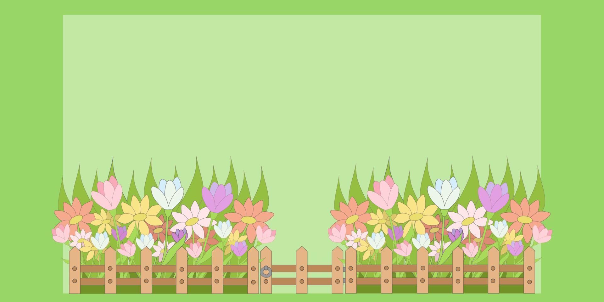 green background flowers in the front garden vector