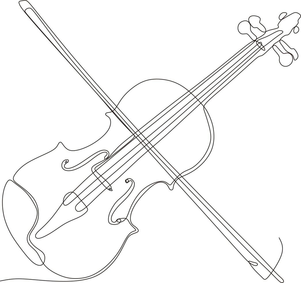 continuous line drawing of violin minimalistic design,vector illustration vector