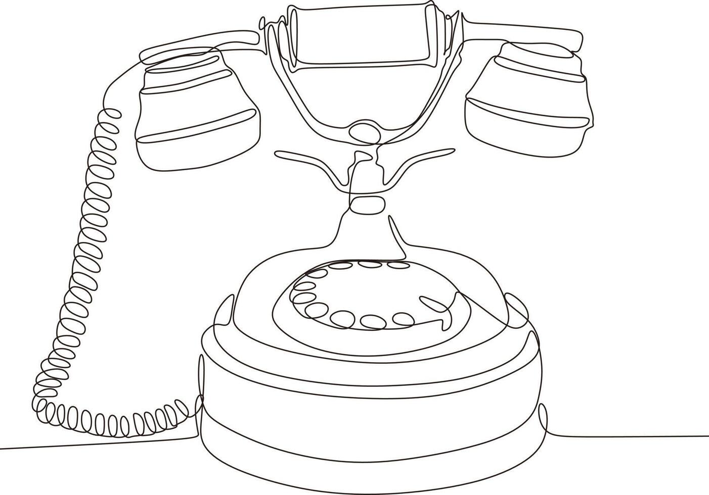 Home phone continuous line drawing. One line art of home appliances, telephone communication, vintage home telephone, retro style, telephone receiver. vector illustration