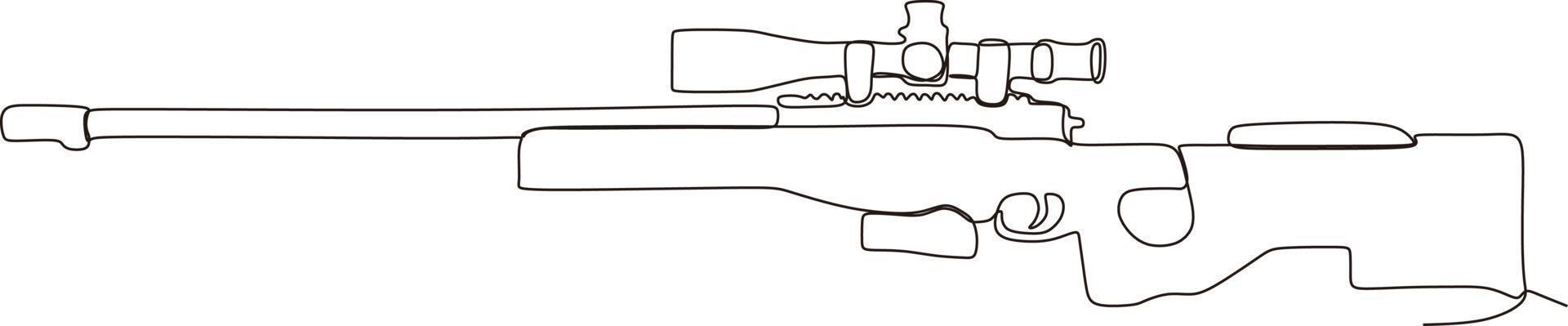 Continuous line drawing of sniper rifle,vector illustration vector