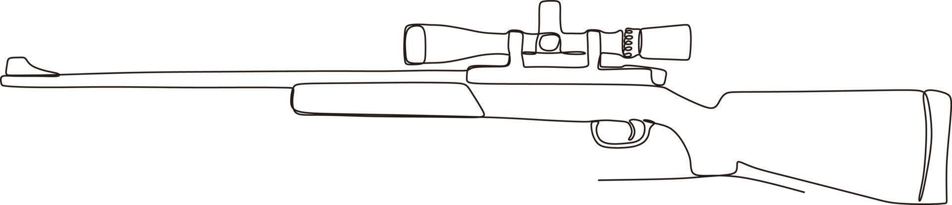 Continuous line drawing of sniper rifle,vector illustration vector