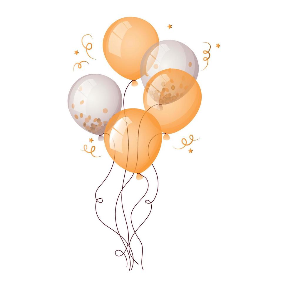 ilustración de un manojo de globos, globos en oro, amarillo color vector ilustración